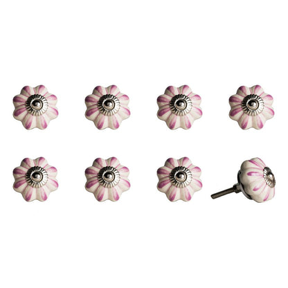 Set of Eight Gray And Cream Ceramic Drawer Pull Knobs HomeRoots