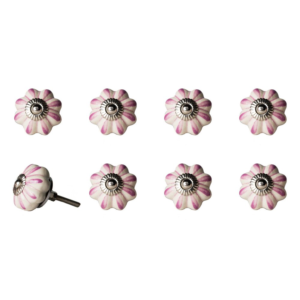 Set of Eight Gray And Cream Ceramic Drawer Pull Knobs HomeRoots
