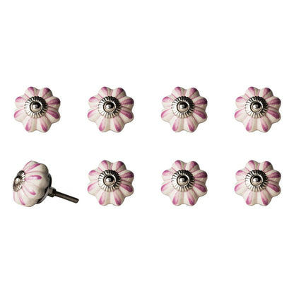 Set of Eight Gray And Cream Ceramic Drawer Pull Knobs HomeRoots