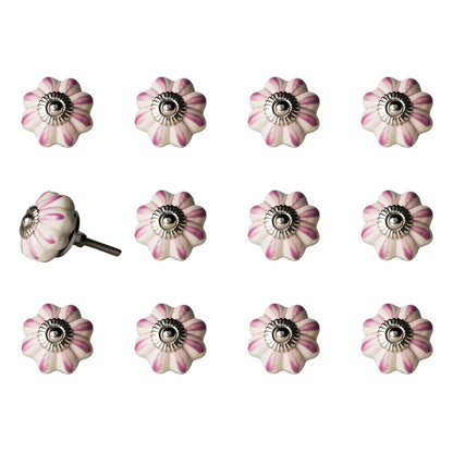 Set of Twelve Pink And Cream Ceramic Drawer Pull Knobs HomeRoots