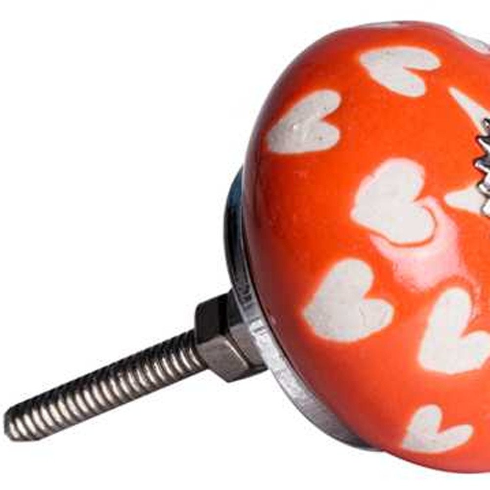 Set of Twelve Orange White And Silver Floral Ceramic Drawer Pull Knobs HomeRoots