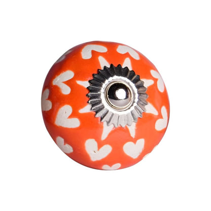 Set of Twelve Orange White And Silver Floral Ceramic Drawer Pull Knobs HomeRoots