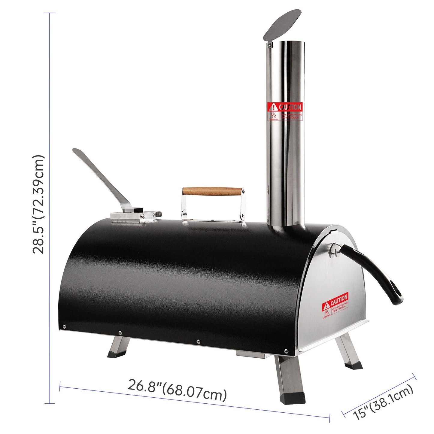 Black Pizza Oven Outdoor 12" Automatic Rotatable Pizza Ovens Portable Stainless Steel Wood Fired Pizza Oven Pizza Maker - FurniFindUSA