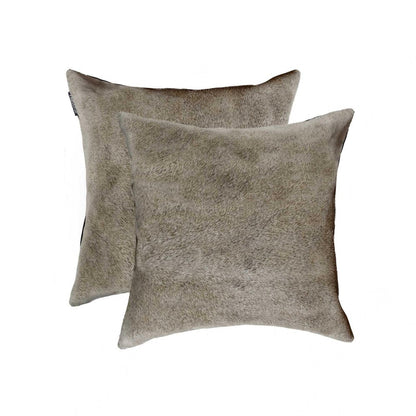 Set of Two 18" Gray Cowhide Throw Pillows HomeRoots