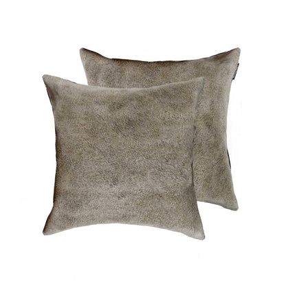 Set of Two 18" Gray Cowhide Throw Pillows HomeRoots