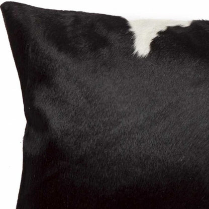 12" X 20" Black and White Cowhide Throw Pillow