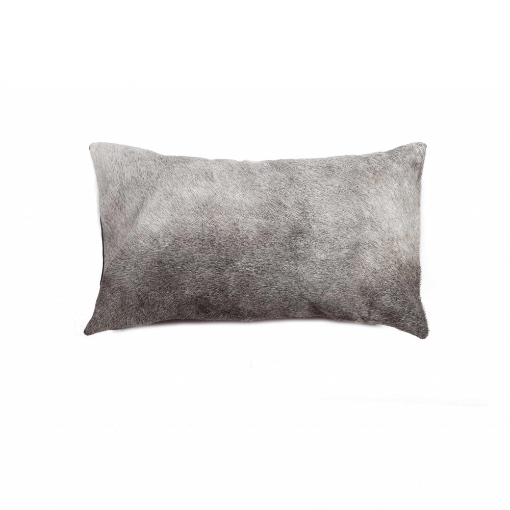 12" X 20" Gray Cowhide Pillow — view 1