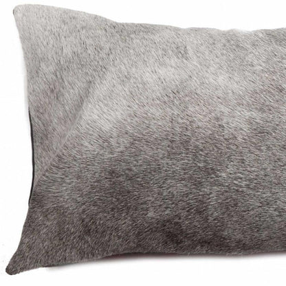 12" X 20" Gray Cowhide Pillow