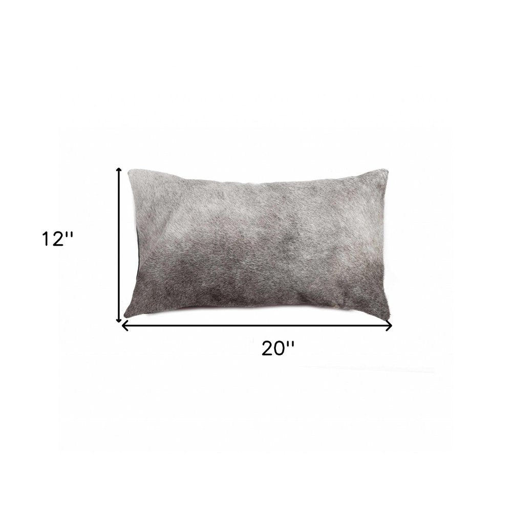 12" X 20" Gray Cowhide Pillow — view 5