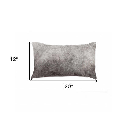 12" X 20" Gray Cowhide Pillow