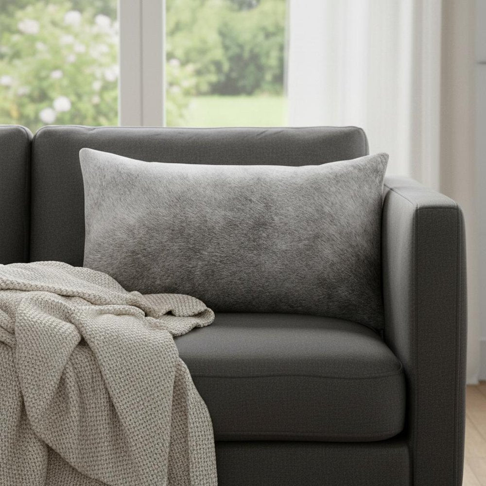 12" X 20" Gray Cowhide Pillow — view 6