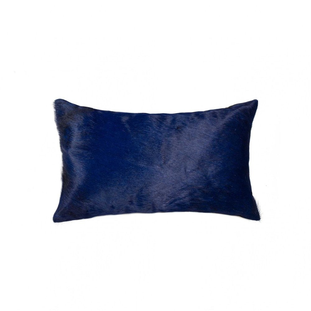 12" X 20" Navy Cowhide Throw Pillow HomeRoots