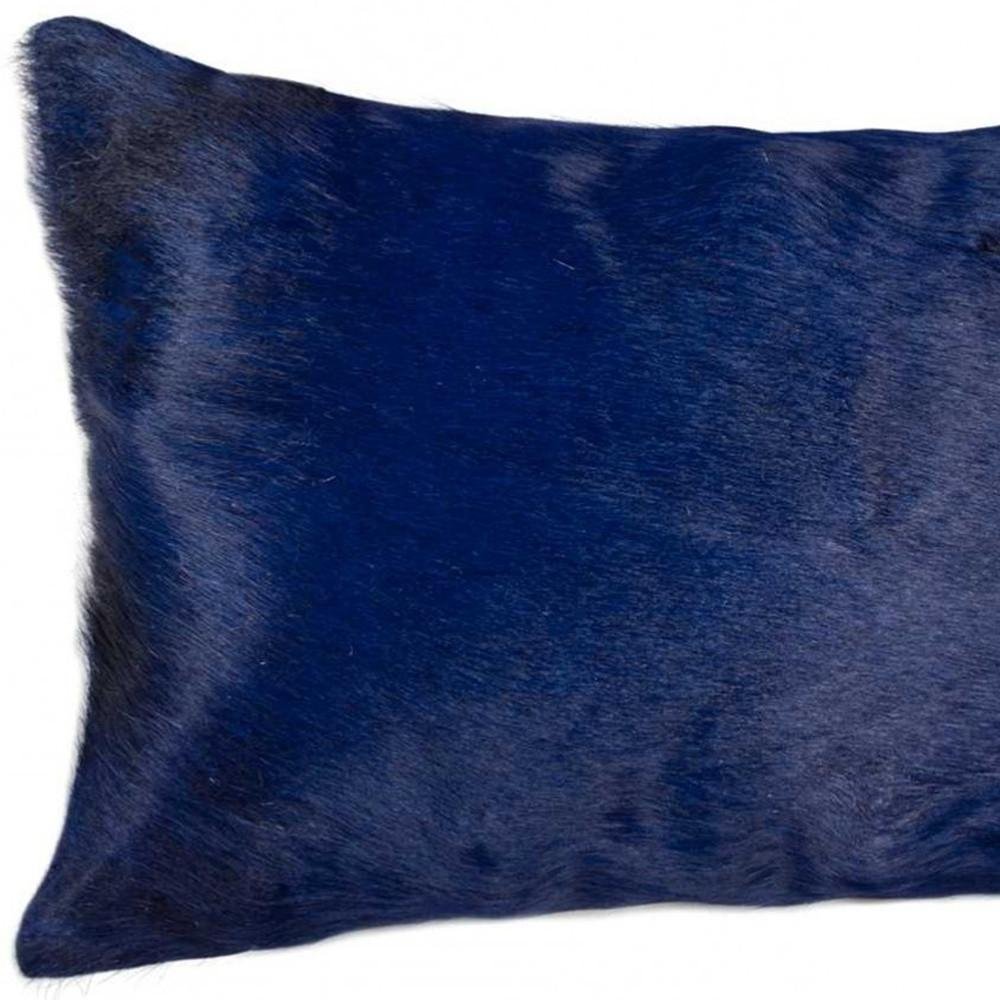 12" X 20" Navy Cowhide Throw Pillow — view 4