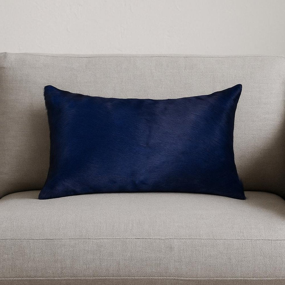 12" X 20" Navy Cowhide Throw Pillow HomeRoots