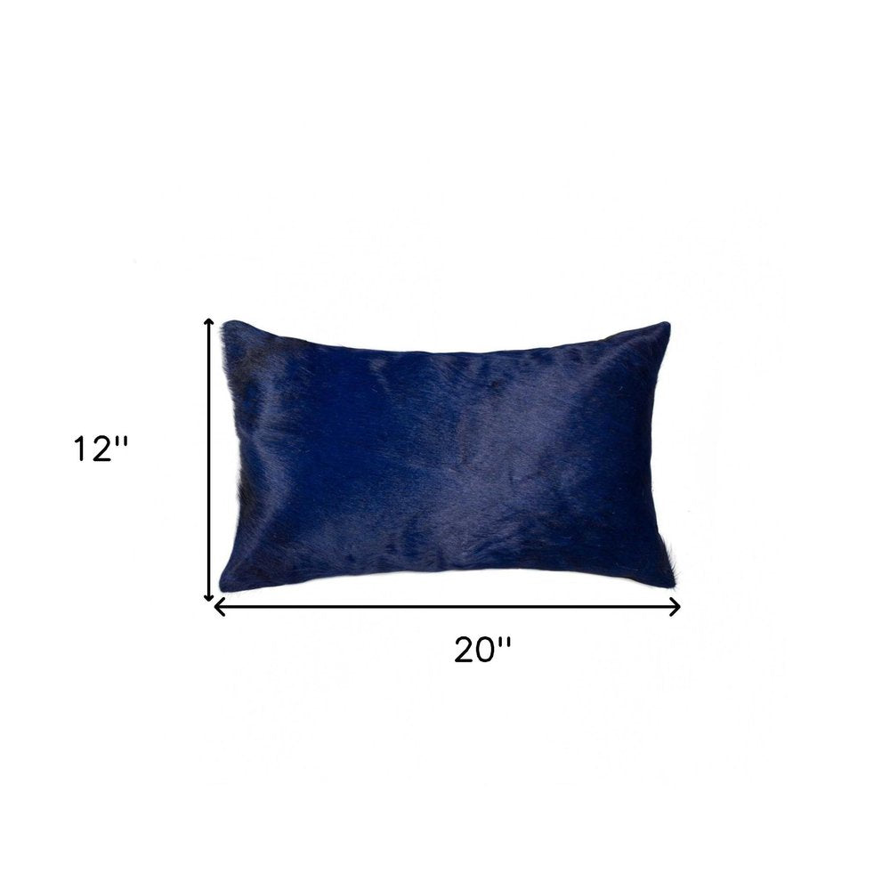12" X 20" Navy Cowhide Throw Pillow HomeRoots