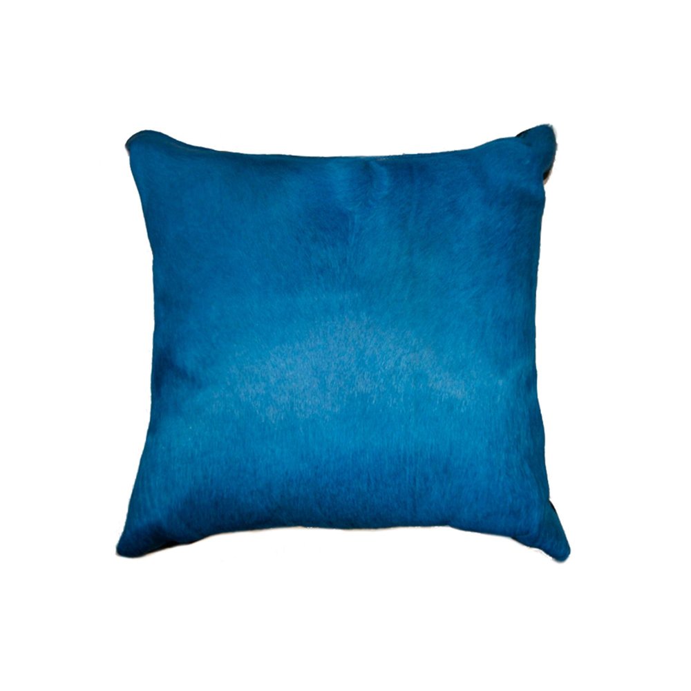 18" Blue Cowhide Throw Pillow — view 2