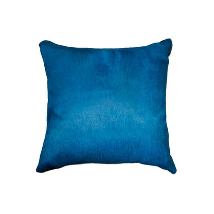 18" Blue Cowhide Throw Pillow