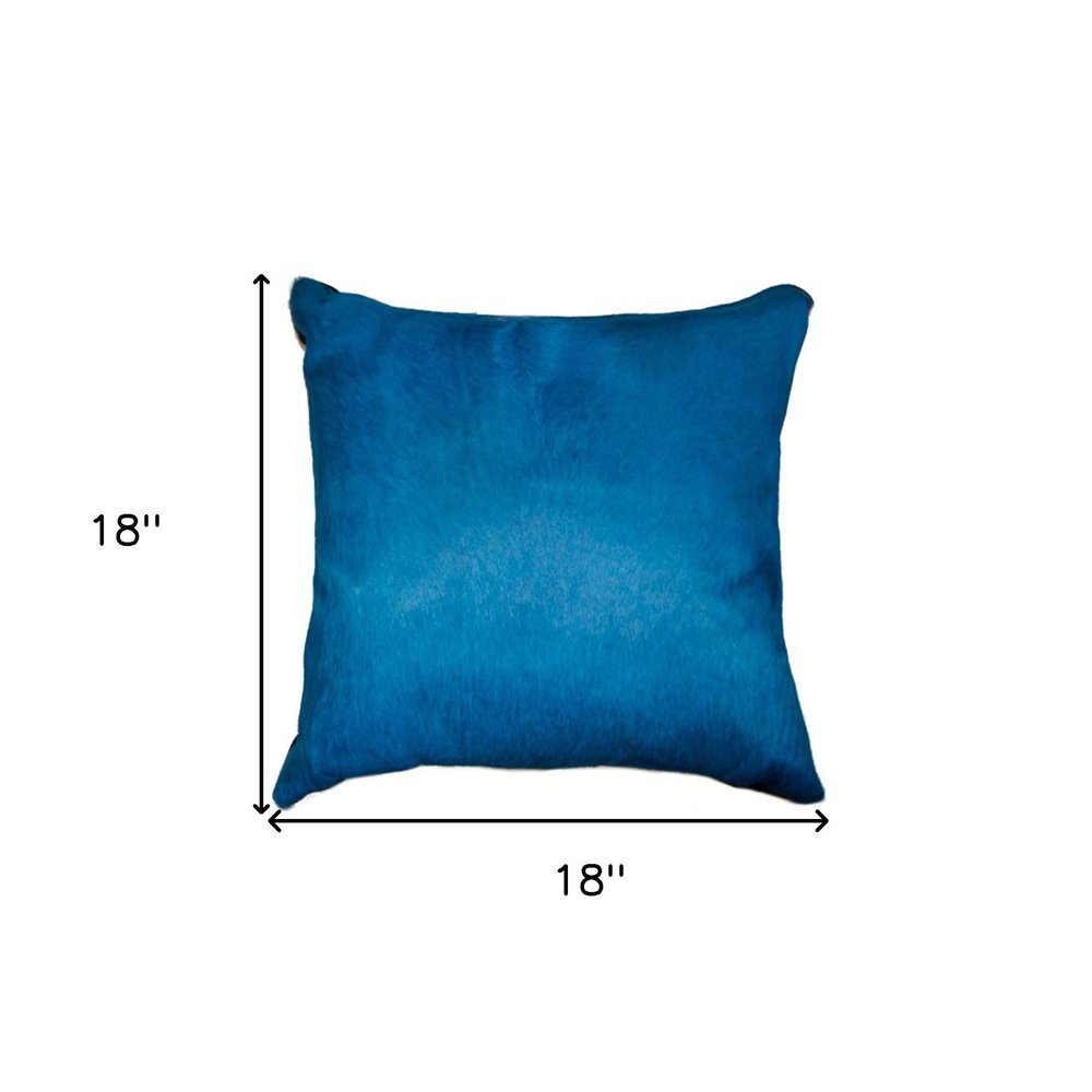 18" Blue Cowhide Throw Pillow — view 3