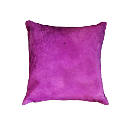 18" Purple Cowhide Cowhide Throw Pillow HomeRoots