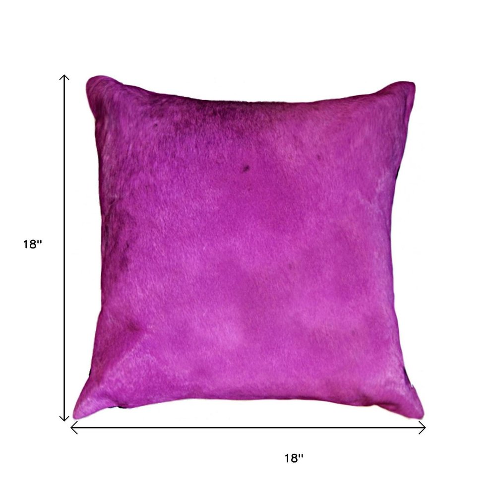 18" Purple Cowhide Cowhide Throw Pillow HomeRoots