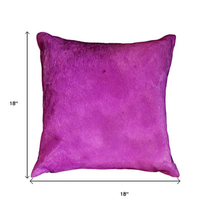 18" Purple Cowhide Cowhide Throw Pillow HomeRoots