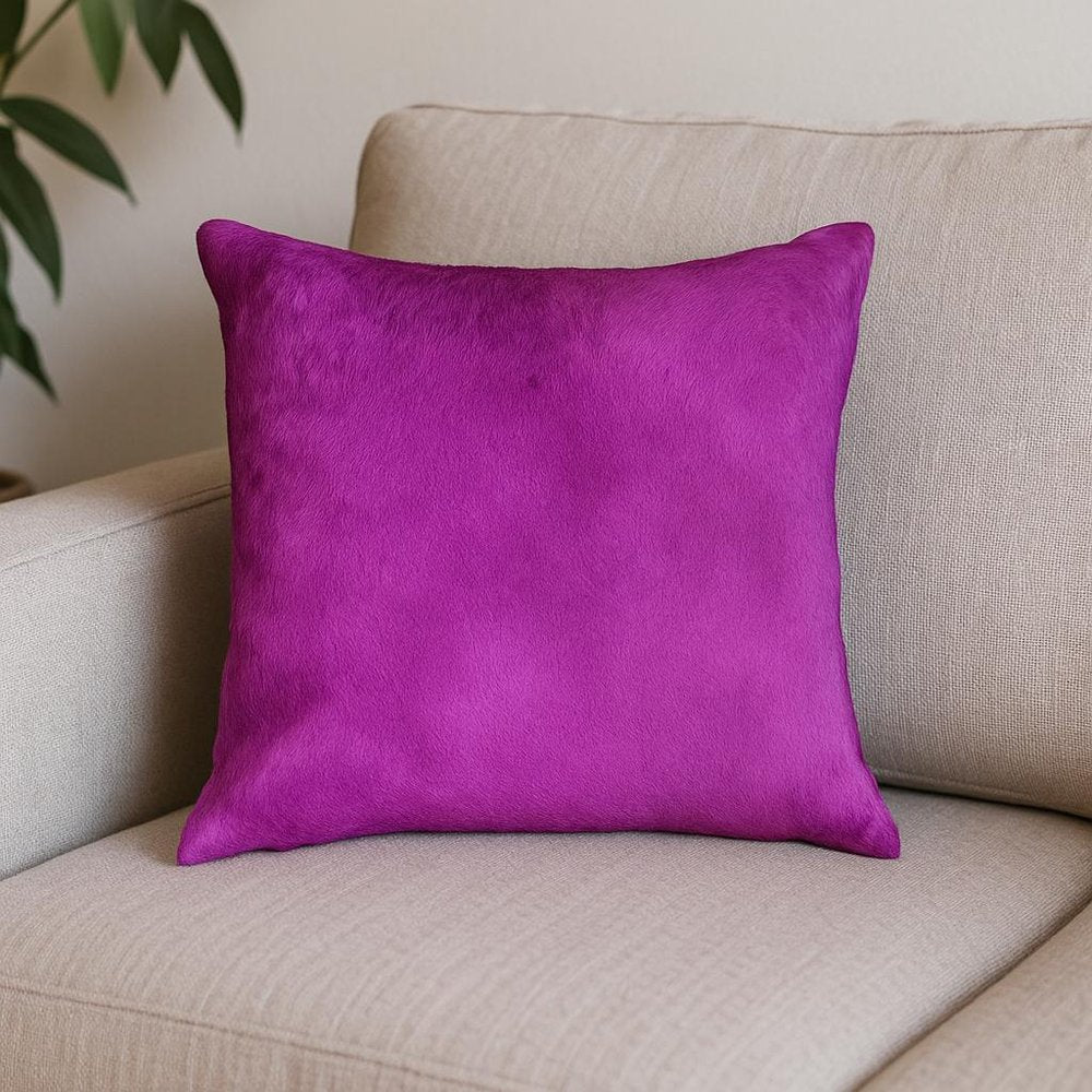 18" Purple Cowhide Cowhide Throw Pillow — view 5