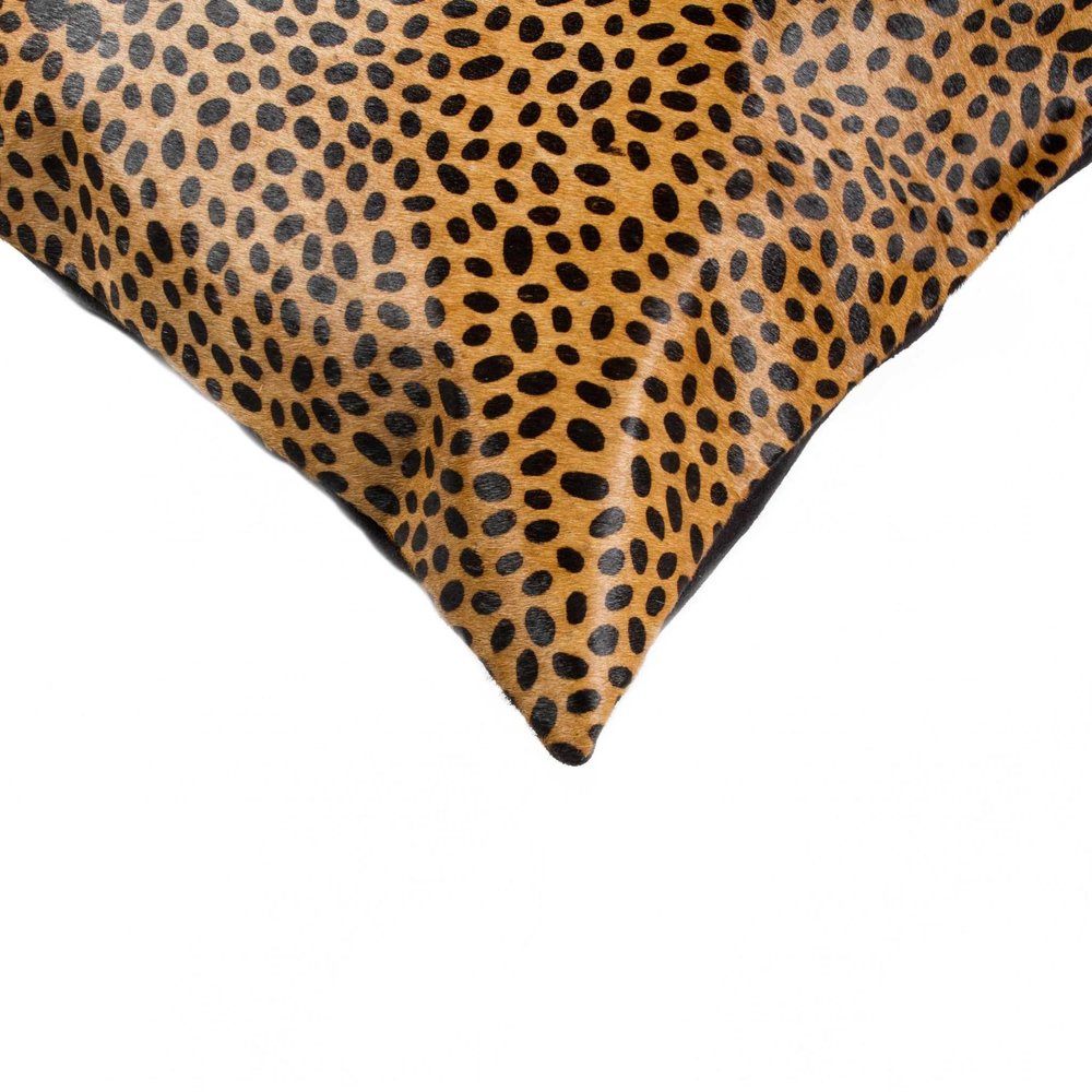 18" X 18" Orange and Black Animal Print Cowhide Zippered Pillow — view 2