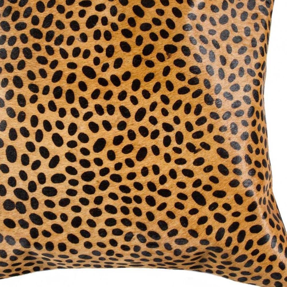 18" X 18" Orange and Black Animal Print Cowhide Zippered Pillow — view 4