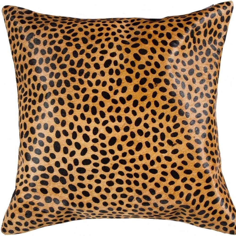 18" X 18" Orange and Black Animal Print Cowhide Zippered Pillow — view 5