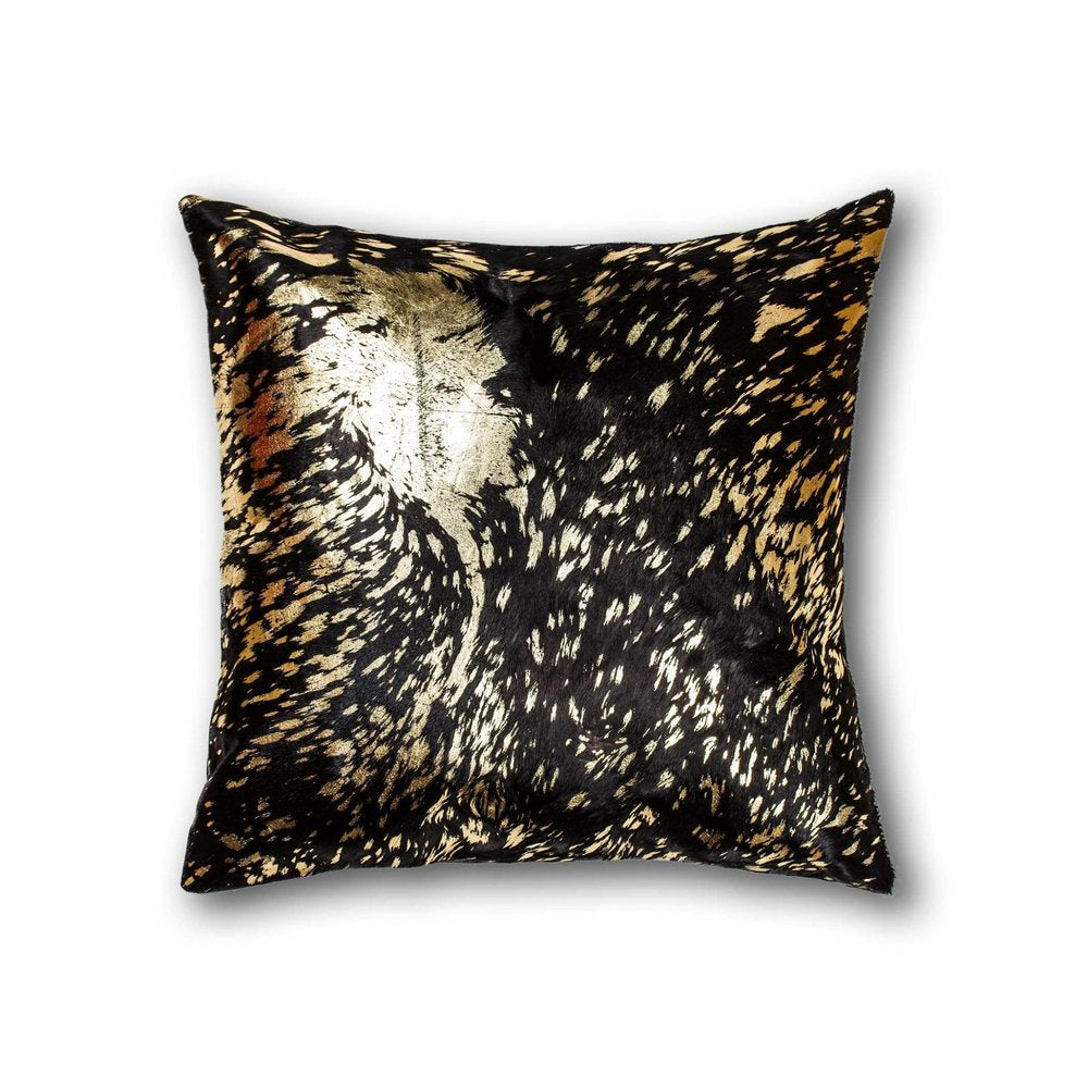 Chocolate And Gold Torino Kobe Cowhide Pillow — view 1