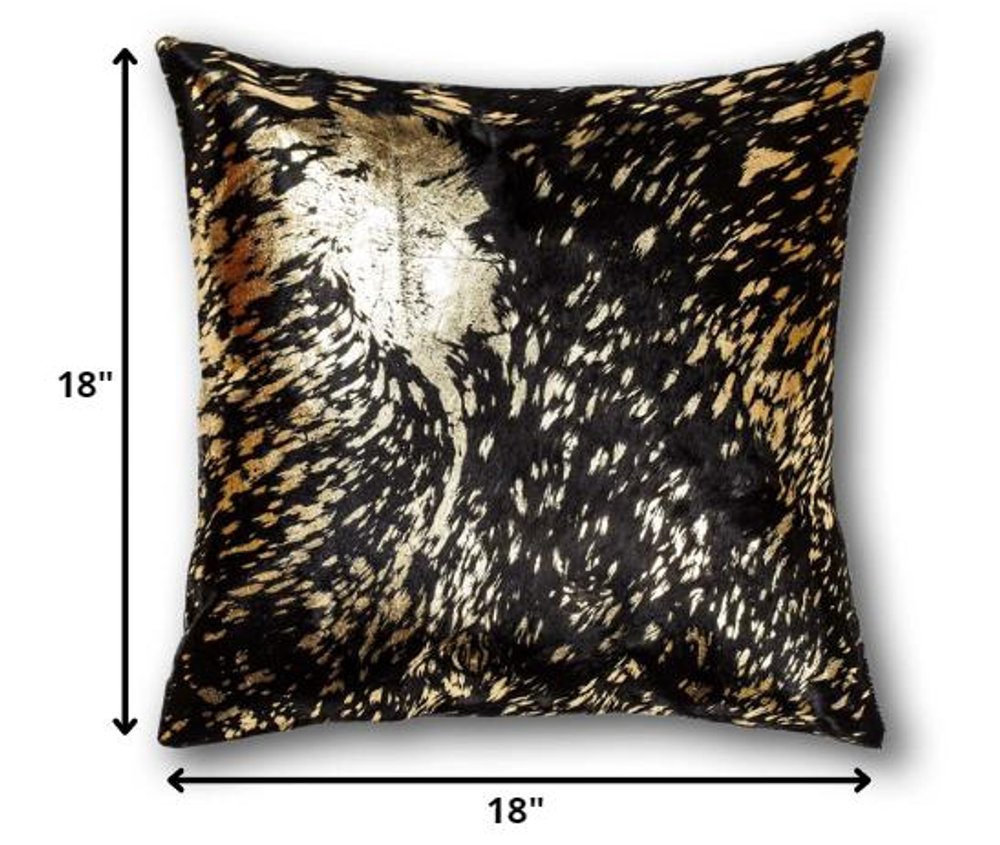 Chocolate And Gold Torino Kobe Cowhide Pillow — view 2