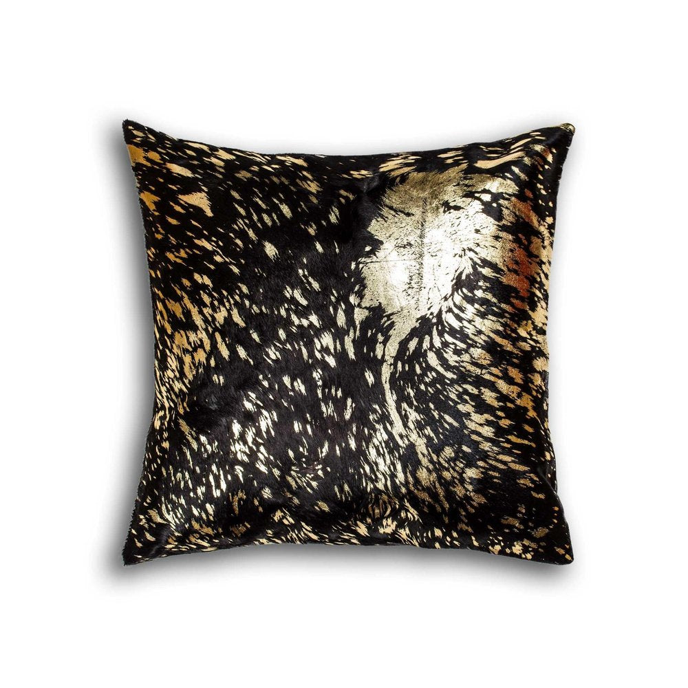 Chocolate And Gold Torino Kobe Cowhide Pillow — view 3
