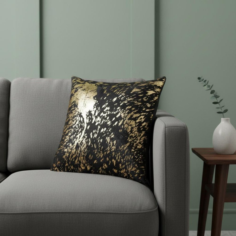 Chocolate And Gold Torino Kobe Cowhide Pillow — view 6