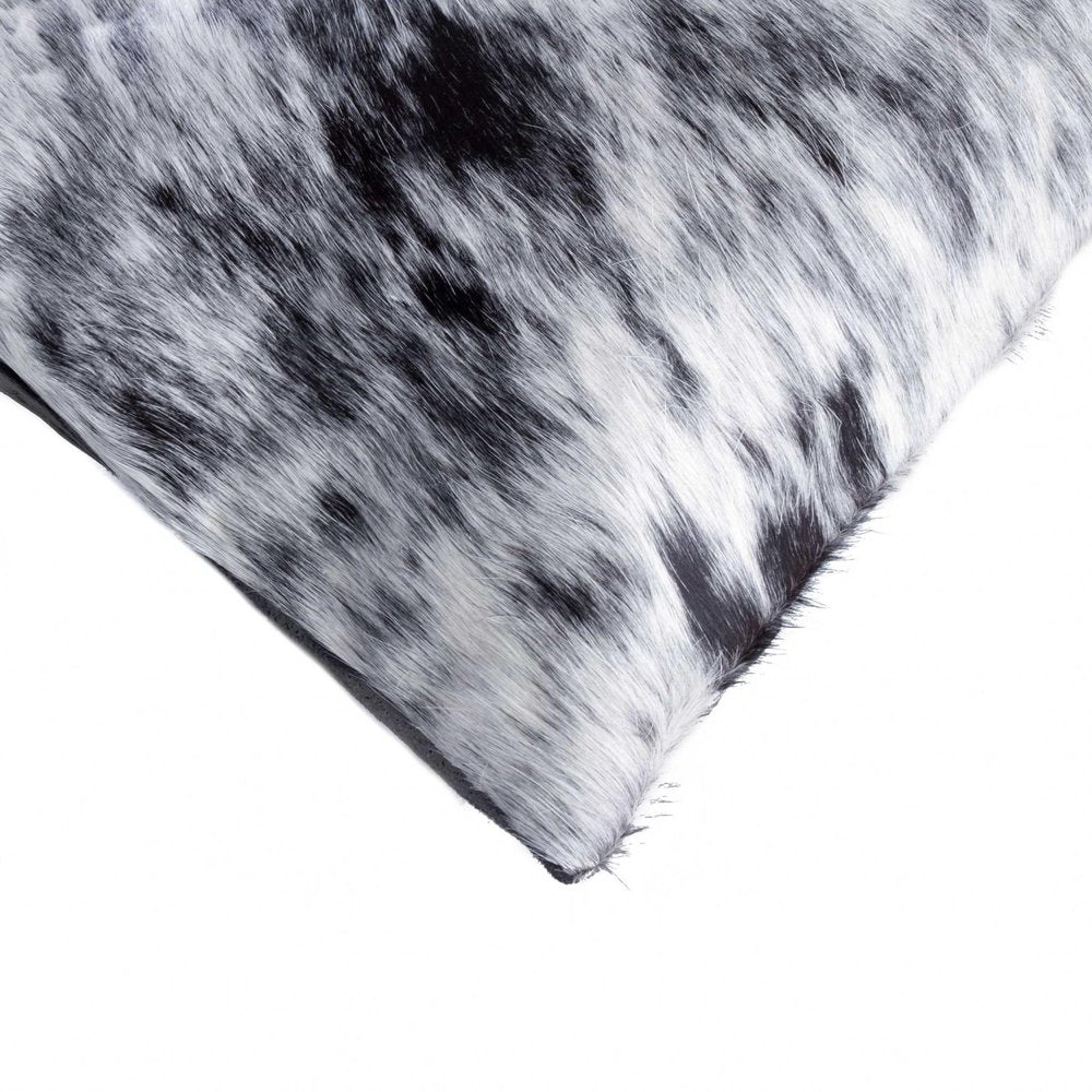 Set of Two 12" X 20" Black and White Cowhide Throw Pillow HomeRoots