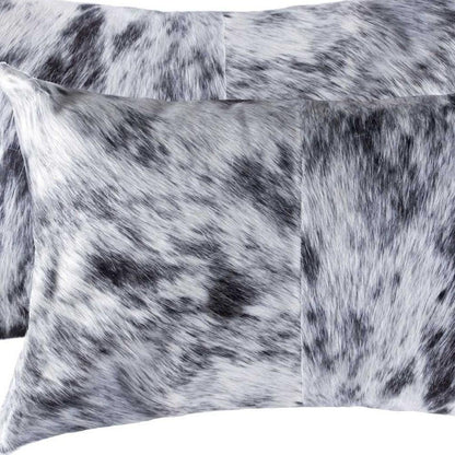 Set of Two 12" X 20" Black and White Cowhide Throw Pillow HomeRoots