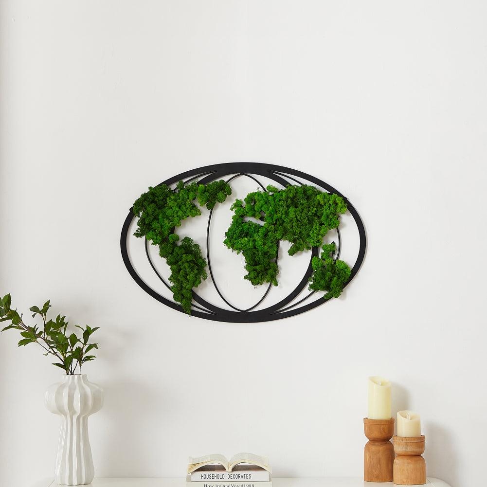 Moss World Map Metal Wall Decor - FurniFindUSA