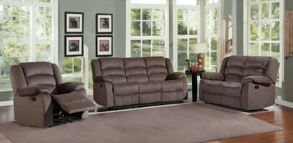 Three Piece Indoor Brown Microsuede Six Person Seating Set HomeRoots