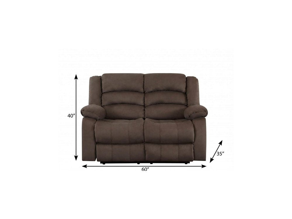 60" Brown Microfiber Manual Reclining Loveseat HomeRoots