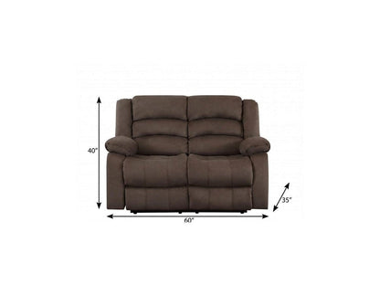60" Brown Microfiber Manual Reclining Loveseat HomeRoots