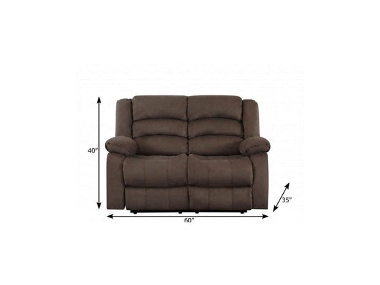 60" Brown Microfiber Manual Reclining Loveseat HomeRoots