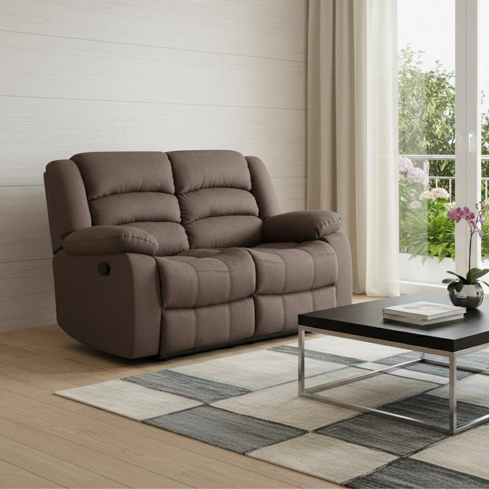 60" Brown Microfiber Manual Reclining Loveseat HomeRoots