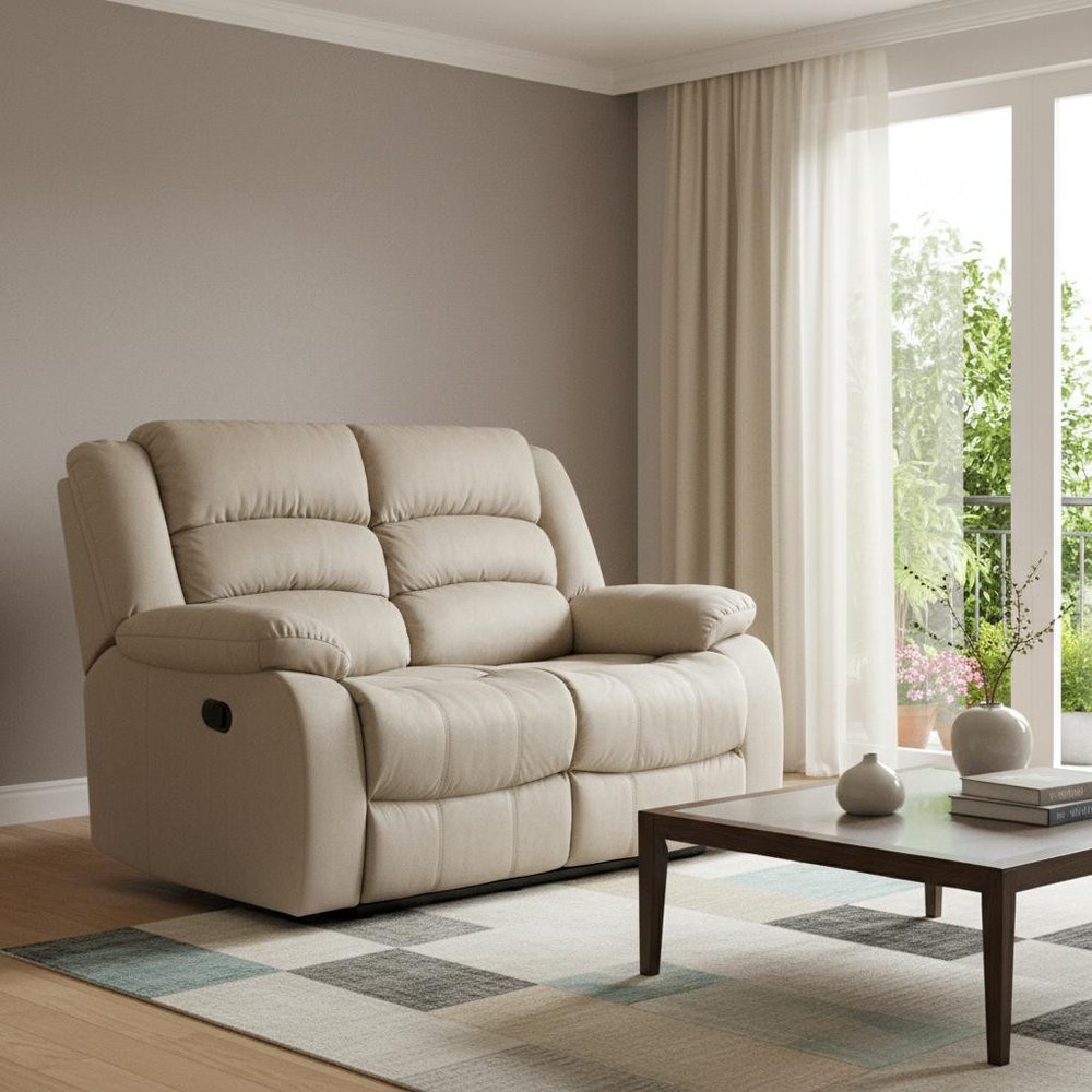 60" Beige Microfiber Manual Reclining Loveseat HomeRoots