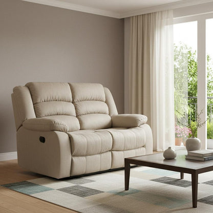 60" Beige Microfiber Manual Reclining Loveseat HomeRoots