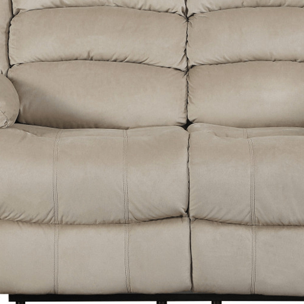 60" Beige Microfiber Manual Reclining Loveseat HomeRoots