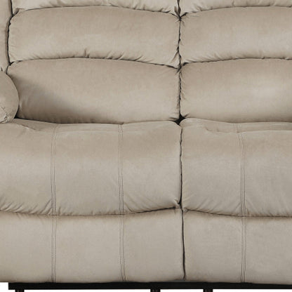 60" Beige Microfiber Manual Reclining Loveseat HomeRoots