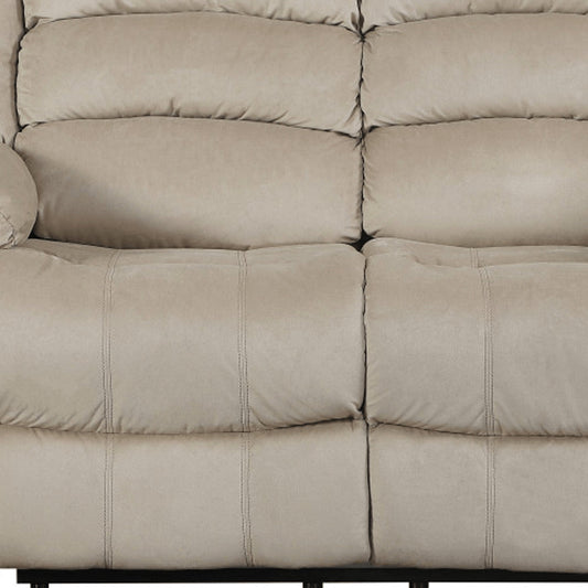 60" Beige Microfiber Manual Reclining Loveseat HomeRoots