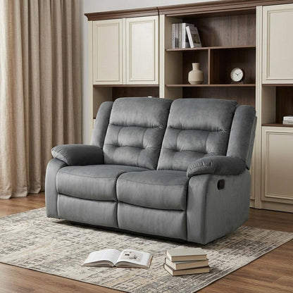 60" Gray Microfiber Manual Reclining Loveseat HomeRoots