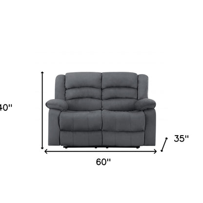 60" Gray Microfiber Manual Reclining Loveseat HomeRoots