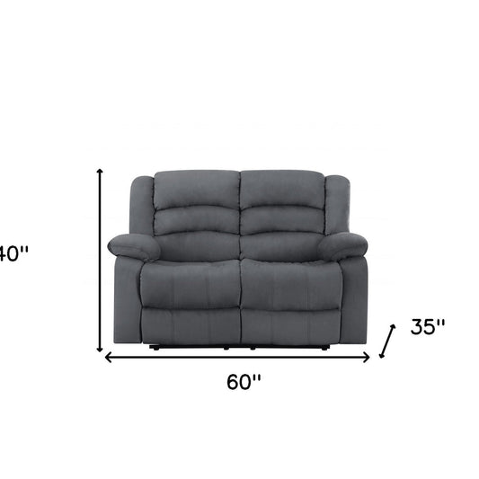60" Gray Microfiber Manual Reclining Loveseat HomeRoots