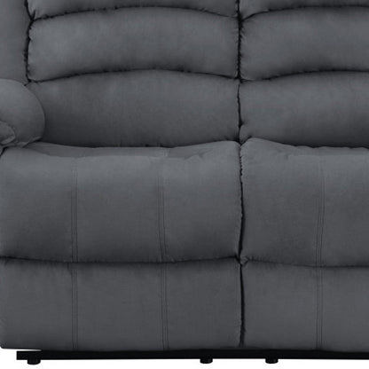 60" Gray Microfiber Manual Reclining Loveseat HomeRoots
